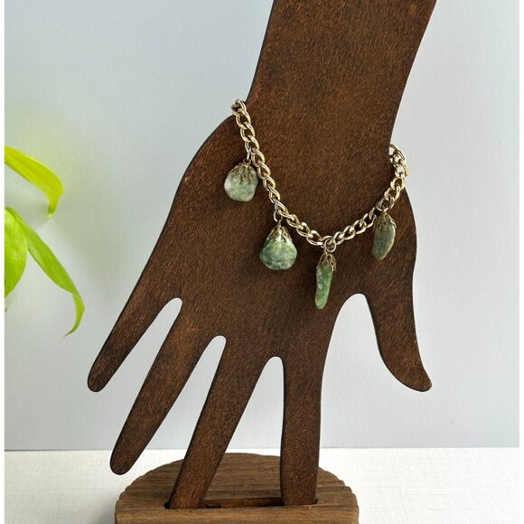 Vintage Nephrite Jade Charm Bracelet 7" - Picture 2 of 11